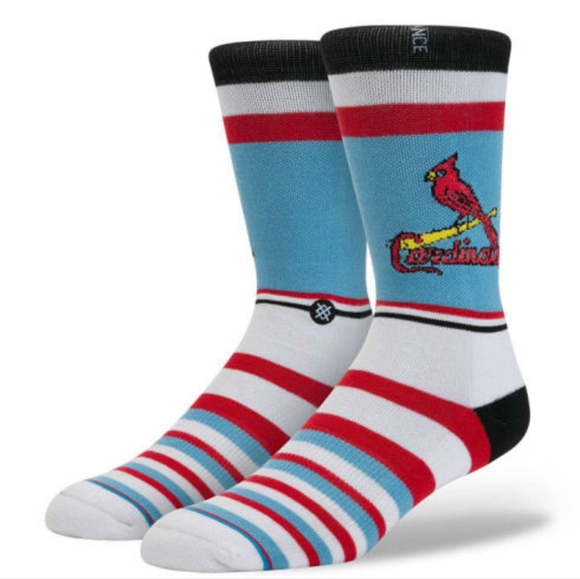 NWT Stance x MLB St Louis Cardinals BIRD ON A BAT 2 Crew Socks size L 9-13
